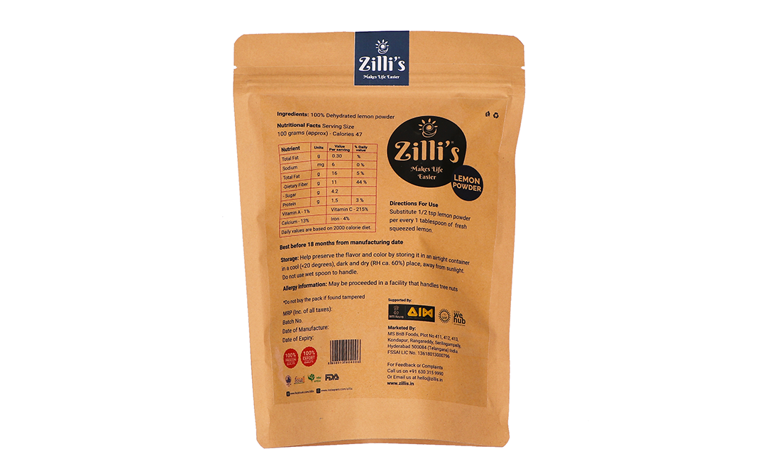 Zilli's Lemon Powder    Pack  250 grams